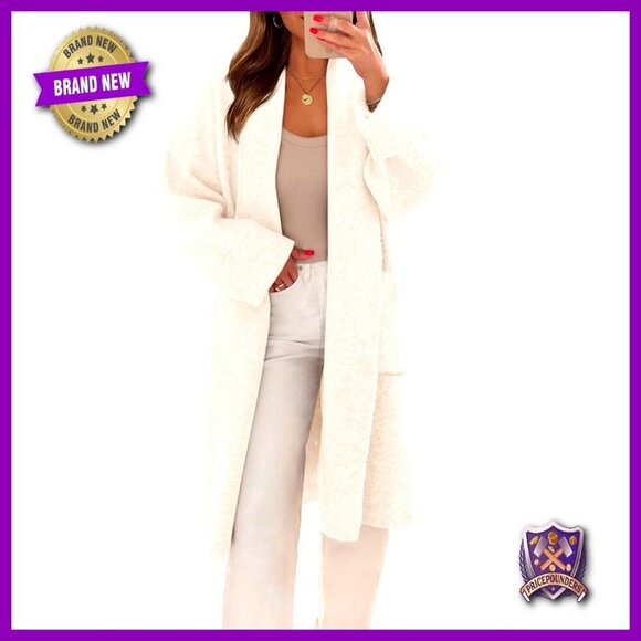 Sweaters - Oversized Chunky Knit Coatigan Open Front Sweater Jacket with Pockets